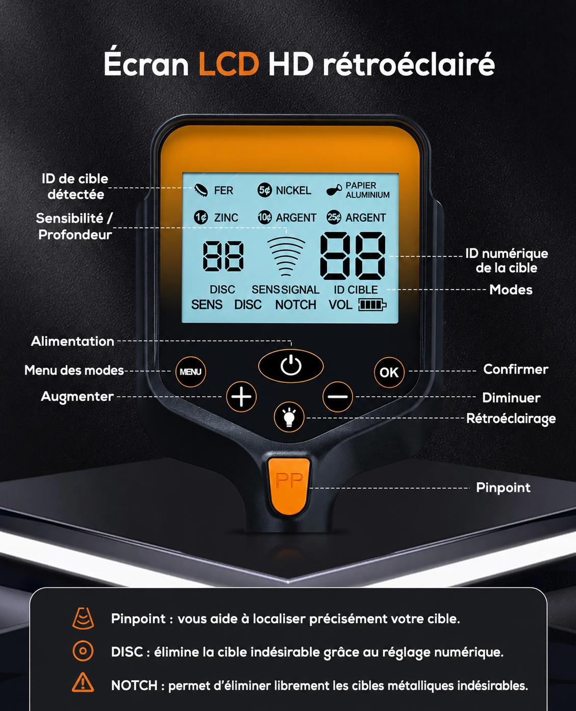 Détecteur de métaux Nomad rechargeable et télescopique — vue 5